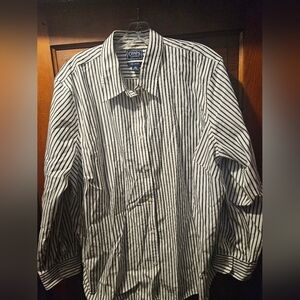 Chaps Woman's Shirt with Gray and White Stripes